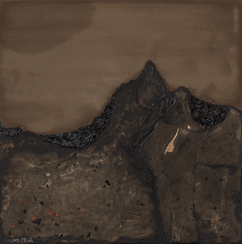 文山系列之三（大漆、瓦灰、银箔）45x45-2017年-陈涵