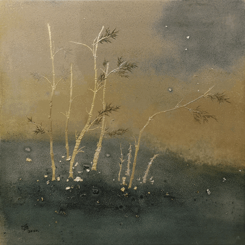微风（木胎、大漆、金箔、灰）45x45cm--2020年-陈涵