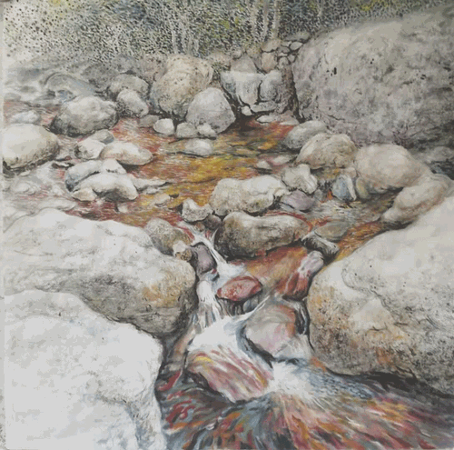 清泉石上流-68x68cm-2020年-郑烨