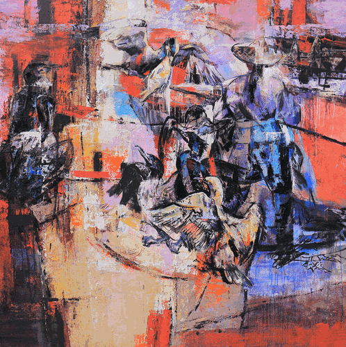 渔家傲——浔阳江头-180x180cm-2003年-续鹤贤