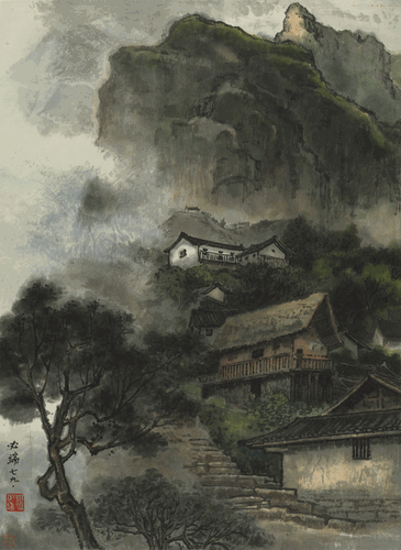 山村人家（巫山小村）46.5x34cm-1979年-伍必端-中国美术馆藏