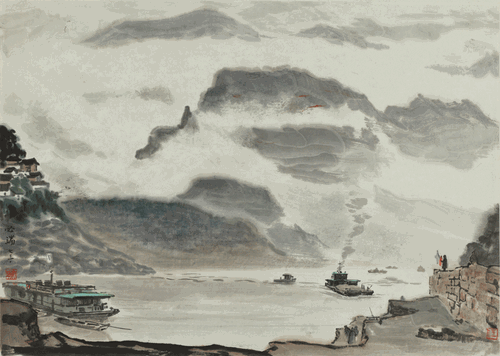 清滩绞滩站-37.5x52.5cm-1973年-伍必端-中国美术馆藏