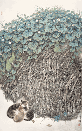 宁静的山村-196×124cm-2006年-方楚雄
