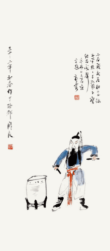 弥衡击鼓-79cm×35cm-1943年--关-良