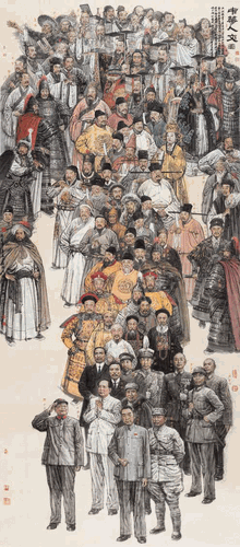 中华人文图（之一）180×397cm-2021年-冯-远