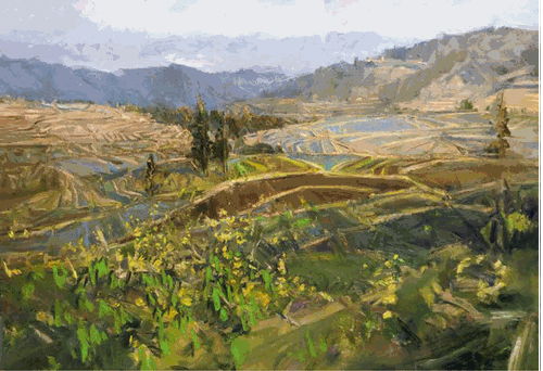 云上梯田-哈尼旋律-之三（油画）200×140cm-2022年-范迪安