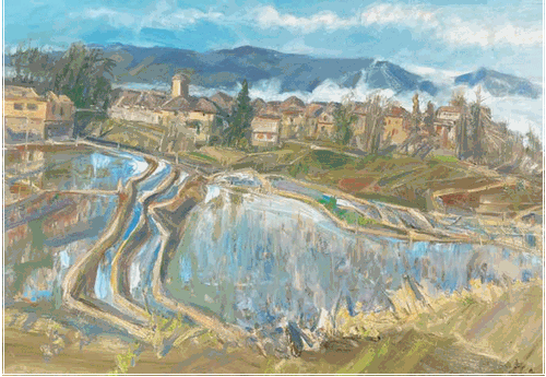 云上梯田-哈尼旋律-之四（油画）200×140cm-2022年-范迪安