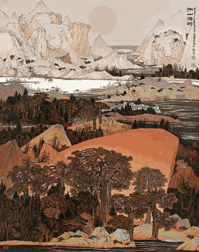 湖山秋色-144×184cm--薛-亮