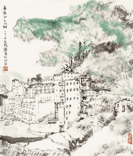嘉陵江之山城-53×45cm-2015-年--赵-卫