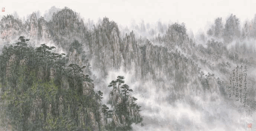 光明顶上光芒照-排云亭中排郁愁-68×136cm-2021-年--李-翔