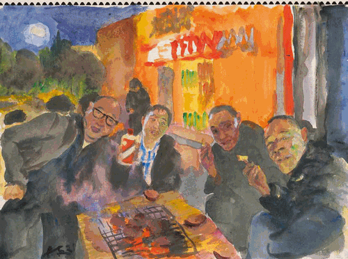 路边摊（纸上水彩）25.5×34cm-2021-年--刘小东