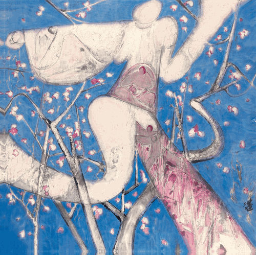 欢喜桃花之二-125×125cm-2022年-李晓柱