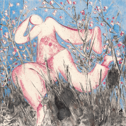欢喜桃花之一-125×125cm-2022年-李晓柱