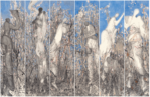 幻境桃花组画（一至六）-245×63cm×6-2022年-李晓柱