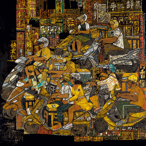 快食代（漆画）180×180cm-2019年-刘晓百慧