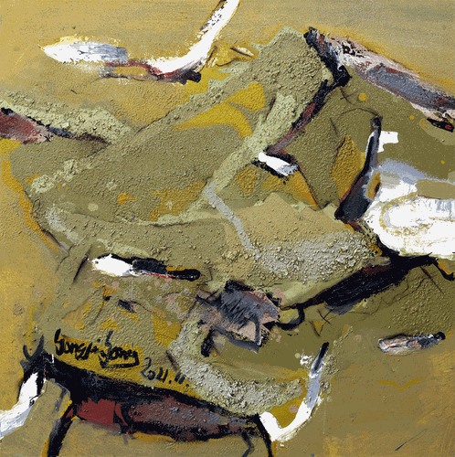 覆盖之二（布面综合材料）100×100cm-2021年-杨劲松