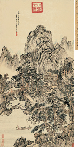 王翚 (1632— 1717) 松壑垂纶图 立轴 设色纸本 甲申(1704 年)作 125×63 cm   4