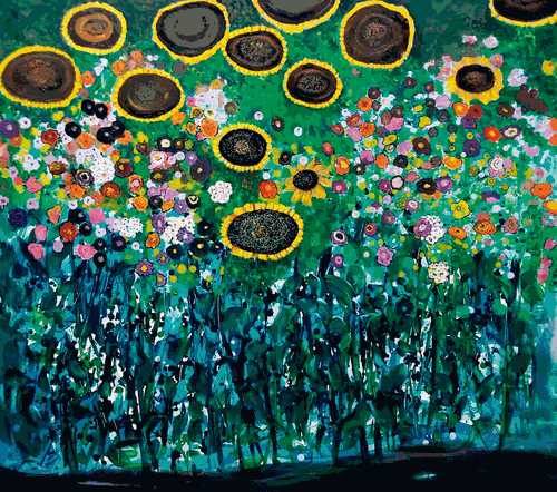 花开时节（丙烯）80×90cm--乌-兰