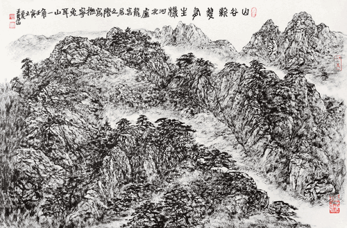 山谷新翠有生机-46×66cm-2022年-王界山