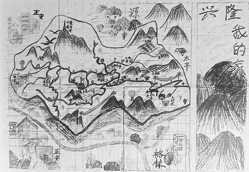 六年级学生手绘兴隆村地图。受访者供图