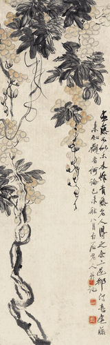 紫藤图-106×34cm-1919年-齐白石-北京画院藏