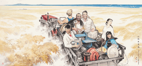 心潮逐浪高-130×178cm-1972年-伍启中