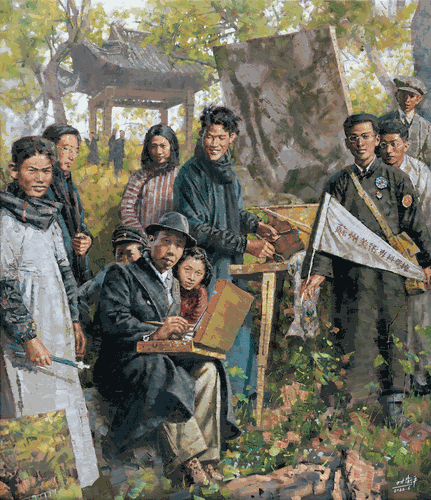 沧浪旧梦—颜文樑与苏州美专（油画）150×130cm--时卫平