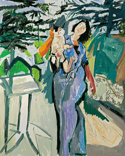 香香和猫咪（油画）100×80cm-2021年-闫-平