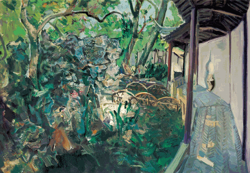 沧浪亭写生（油画）70×100cm--吴小非