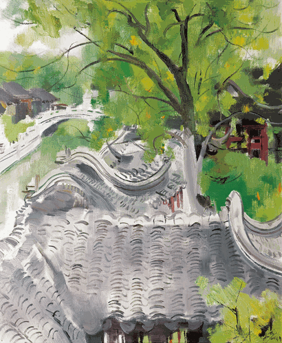 耦园俯瞰（油画）60×50cm-陈世宁