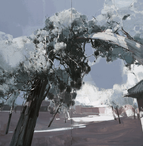黛色参天之二十二（油画）200×200cm--周建捷