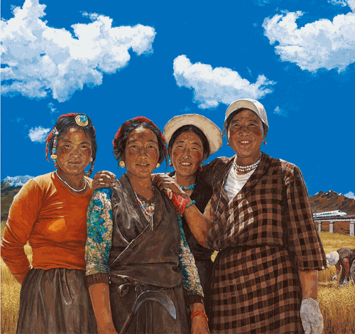 青稞熟了（油画）170×180cm--张耕耘