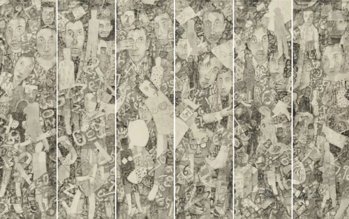 尚可 生活中的面对 纸本设色 203cm×53cm×6