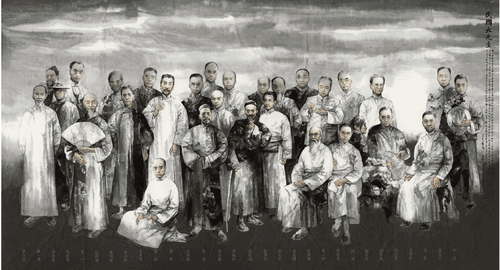 民国大先生（国画）245×452cm--杨晓刚