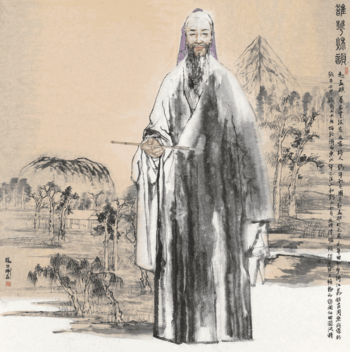 鹊华秋韵（国画）136×136cm--杨晓刚