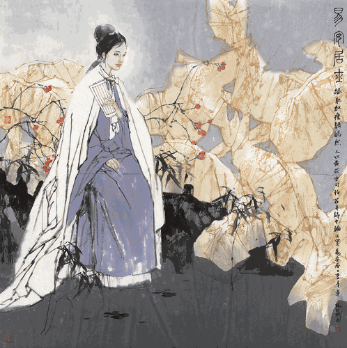 易安居士（国画）136×136cm--杨晓刚