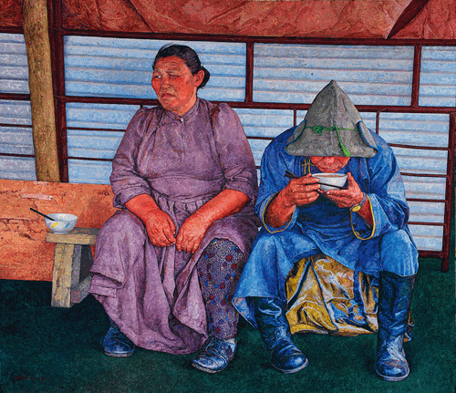 布里亚特之晨（油画）180×155cm-2014年-王耀中