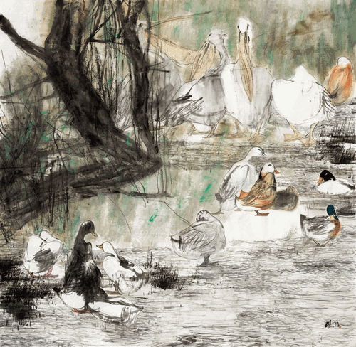 黄河河套（国画）200×200cm-2020年-姚大伍