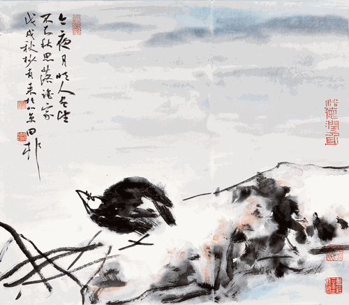 月-夜（国画）-李有来