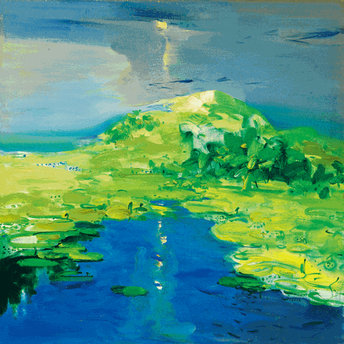荷塘夜色（油画）100×100cm-2007年-徐-里