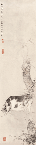 不可居无竹（国画）123×30cm-2023年-刘万鸣
