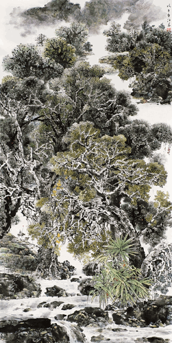 雨林春韵（国画）68×136cm--阮江华