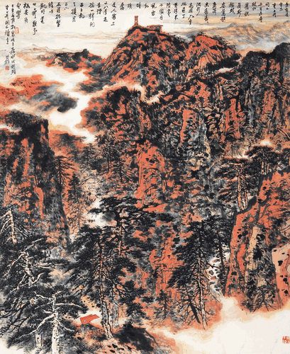 高路入云端（国画）190×230cm-2019年-买鸿钧
