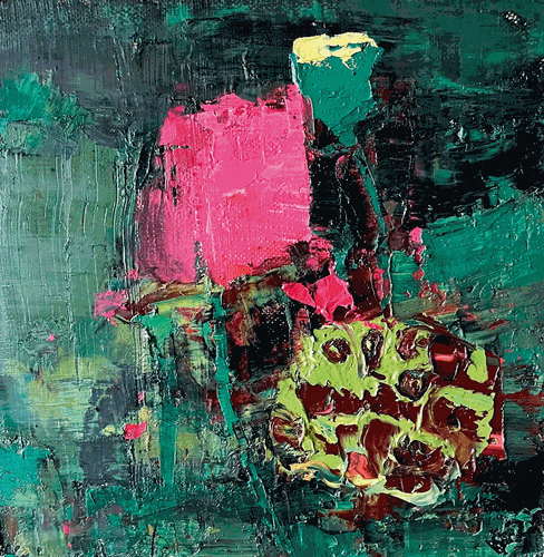 雨-荷（油画）25×25cm-2021年-王永国
