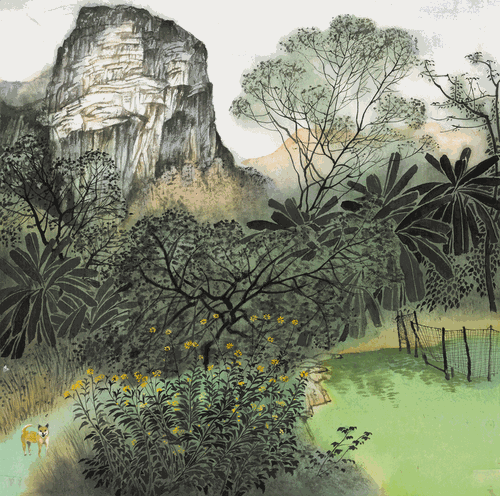 小园客来（国画）68×68cm-2022年-王雪峰