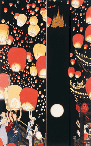 漫天莹莹点-千里共婵娟（国画）240×200cm-2016年-焦洋