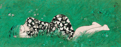萋萋依依吹绿夏风（国画）78×28.5cm-2013年-焦-洋