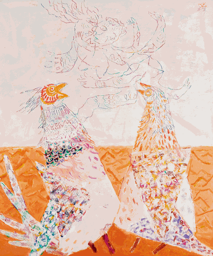 酸了山鸡（油画）120×100cm--于-来