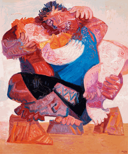 黄河奇石（油画）120×100cm-于-来