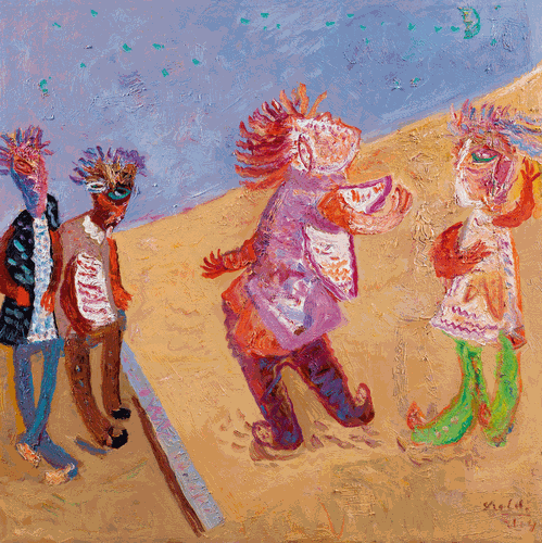 舞黄土（油画）100×100cm-于-来